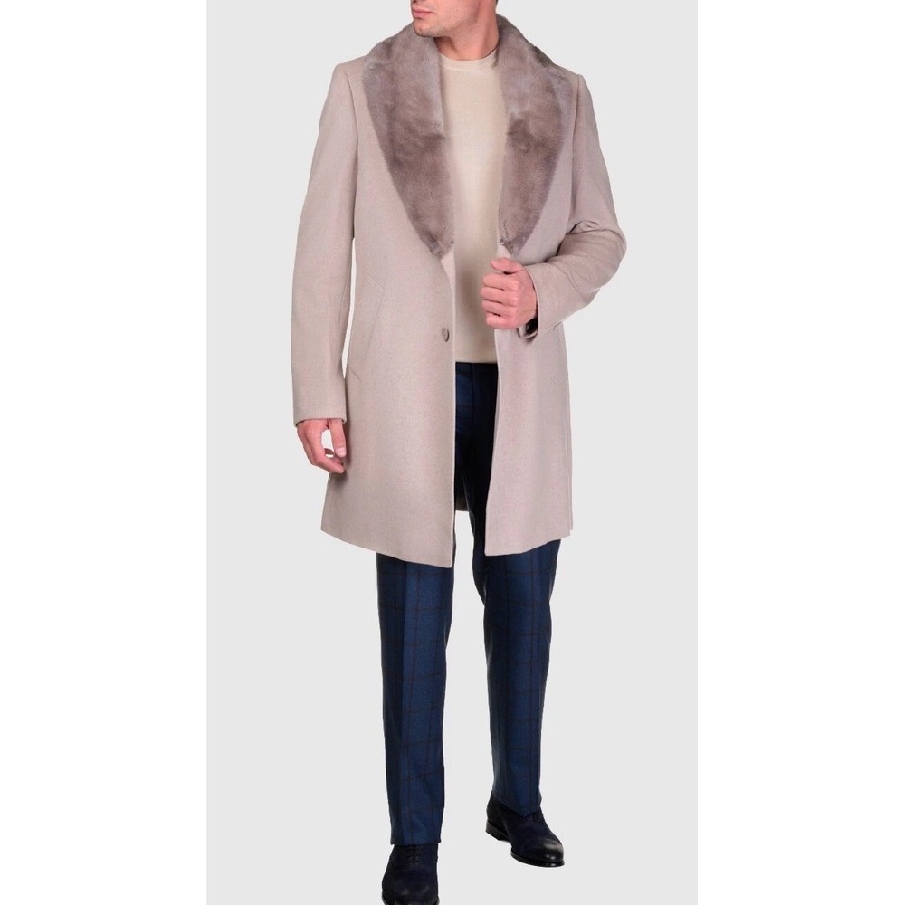 RIVO Capolavoro Tan Wool Mink Men's Coat Jacket NWT Size 56‎ or XXL